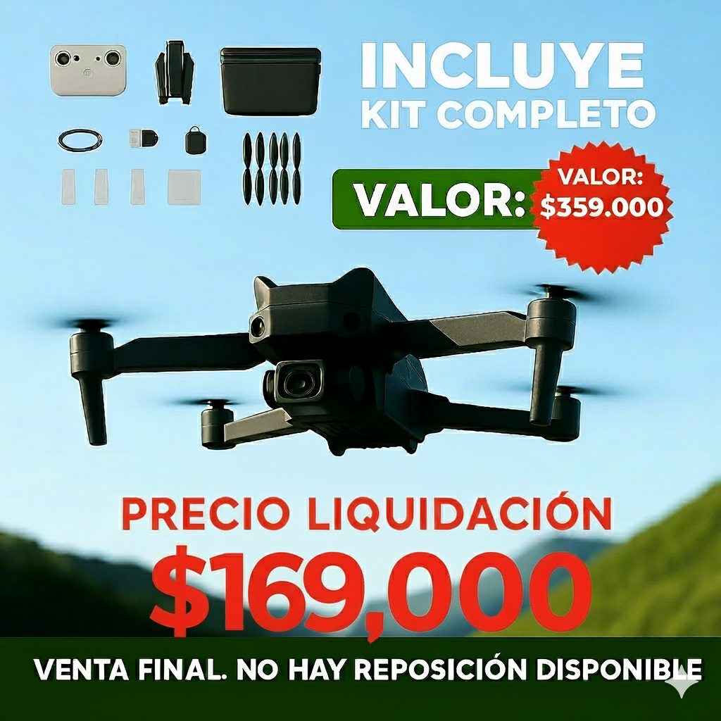 🛸📷 VÉRTICE ARIAL | DRON DOBLE CÁMARA 4K + MALETÍN DE TRANSPORTE